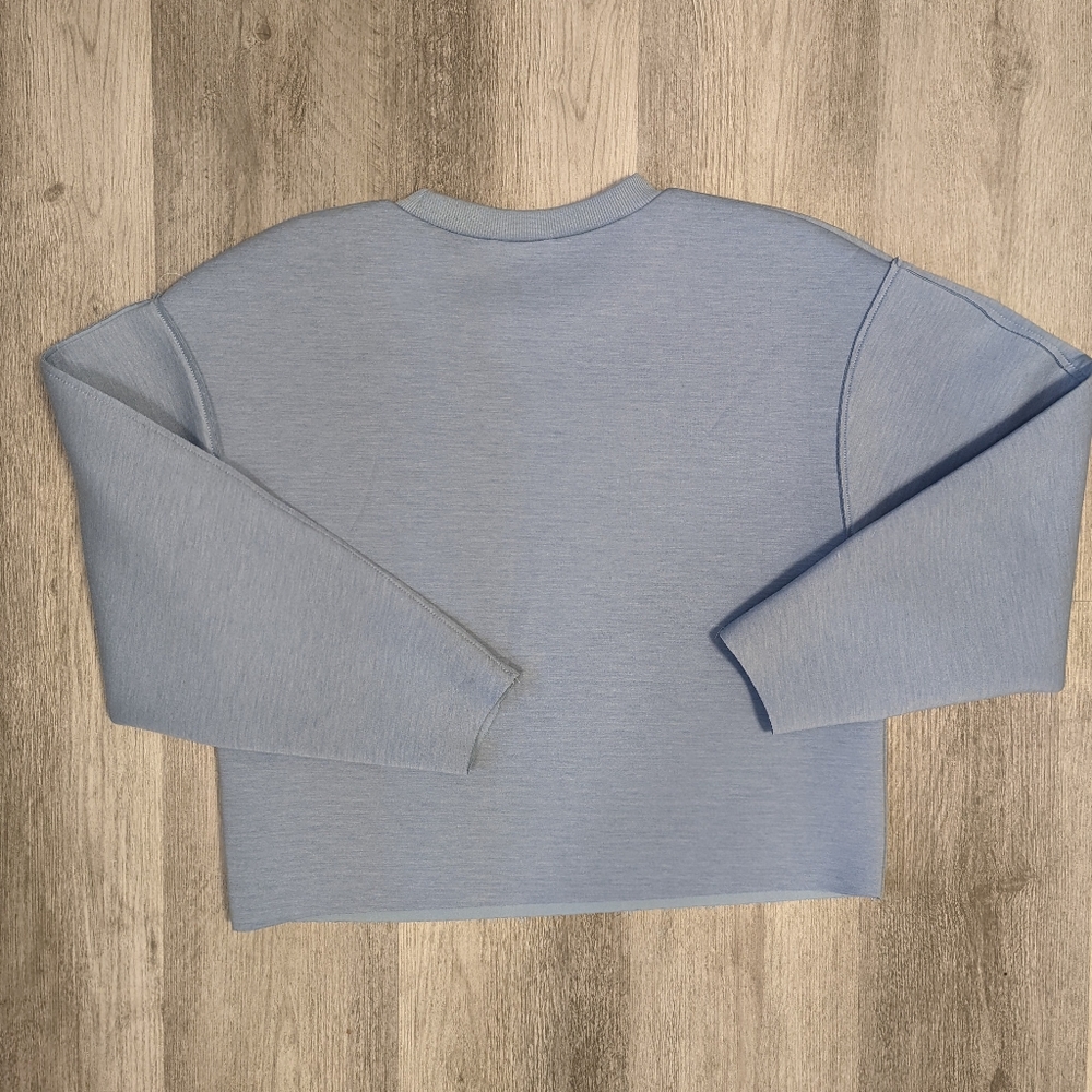 Zara Light Blue Oversized Neoprene Effect Exposed Hem Women's Top Sz Small NWOT - Picture 5 of 5